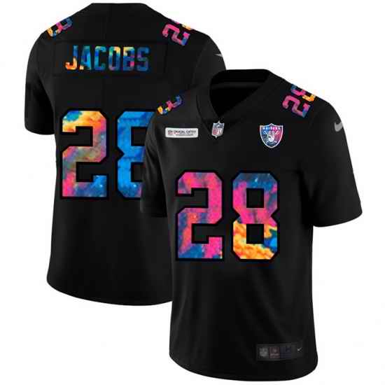 Las Vegas Raiders 28 Josh Jacobs Men Nike Multi Color Black 2020 NFL Crucial Catch Vapor Untouchable Limited Jersey
